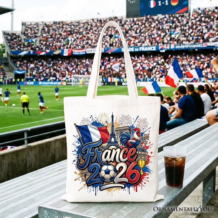 France 2026 Soccer Cup Global Championship Tote Bag, Fans Football Gift Shopper Tote Bag OrnamentallyYou White 
