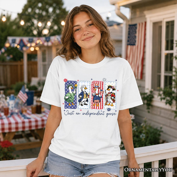 Kids Just An Independent Goose Patriotic T-Shirt, Funny Youth 4th of July Tee Kid's T-Shirts OrnamentallyYou 