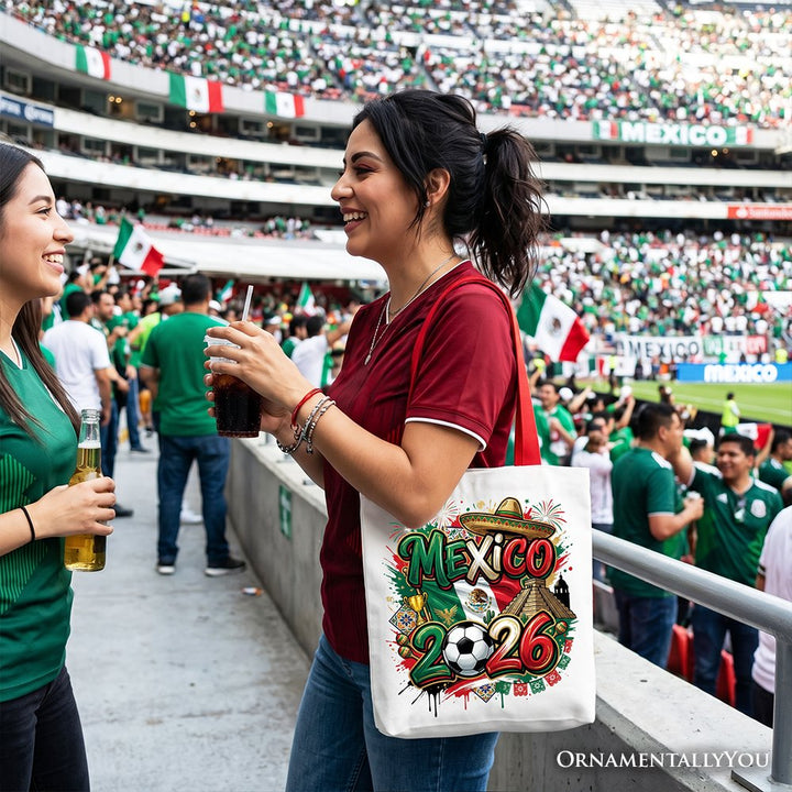 Mexico 2026 Soccer Cup Global Championship Tote Bag, Fans Football Gift Shopper Tote Bag OrnamentallyYou 