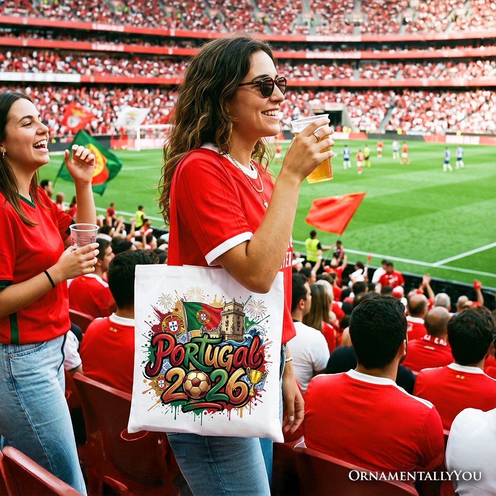 Portugal 2026 Soccer Cup Global Championship Tote Bag, Fans Football Gift Shopper Tote Bag OrnamentallyYou 