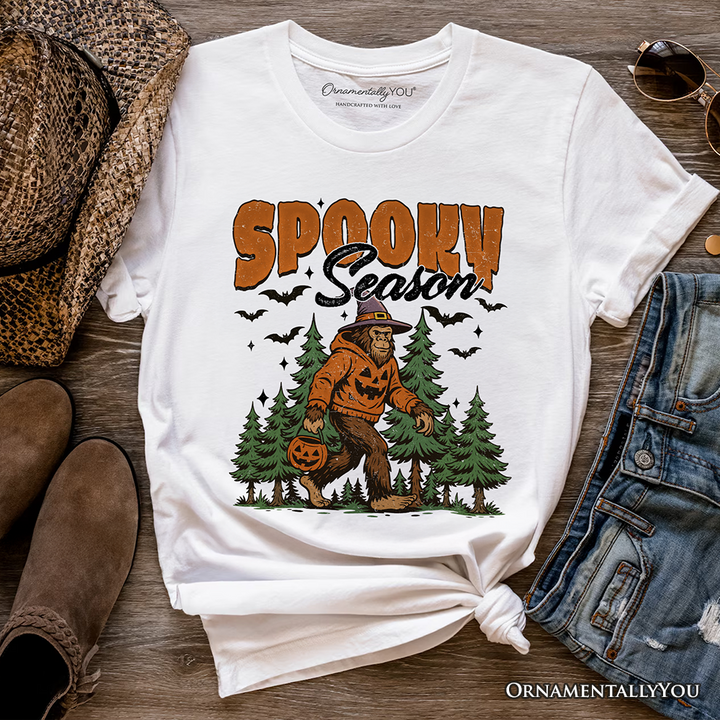 Spooky Season Bigfoot T-Shirt, Halloween Sasquatch Pumpkin Tee