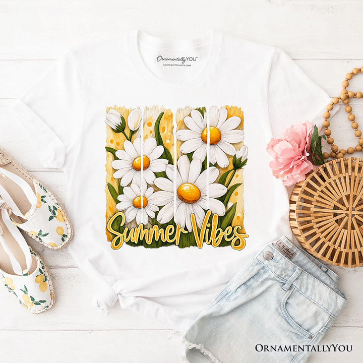 Summer Vibes Daisy Brushstroke Flowers T-Shirt, Aesthetic Tee