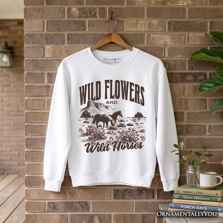 Wild Flowers and Wild Horses Sweatshirt, Retro Western Sweater for Free-Spirited Women