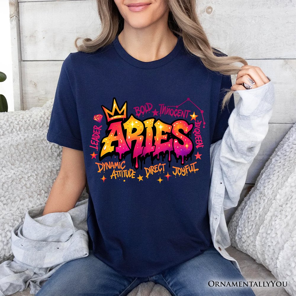 Aries Graffiti Zodiac T-Shirt, Street Style Astrology Horoscope Tee T-Shirts OrnamentallyYou 