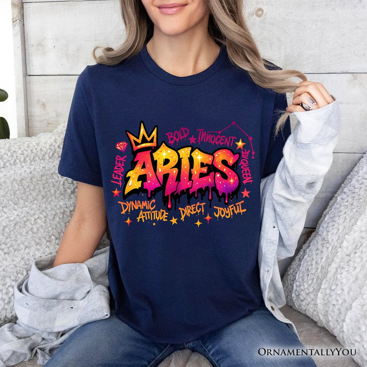 Aries Graffiti Zodiac T-Shirt, Street Style Astrology Horoscope Tee T-Shirts OrnamentallyYou 