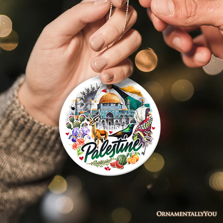Artistic Palestine Ornament, Dome of the Rock Landmark Christmas Gift and Middle Eastern Heritage Souvenir Ceramic Ornament OrnamentallyYou 