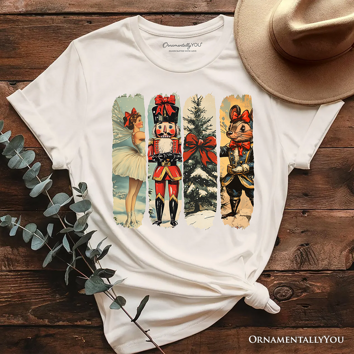 Ballet and Nutcracker Christmas T‑Shirt, Coquette Bow and Mouse Vintage Holiday Tee
