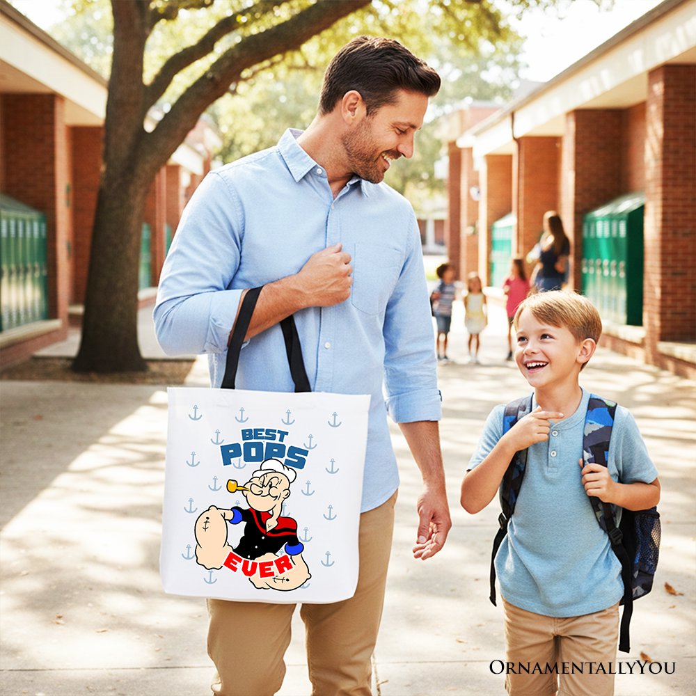 Best Pops Ever Canvas Tote Bag, Classic Popeye the Sailorman Dad Gift Bag for Fun and Strong Dads Tote Bag OrnamentallyYou 