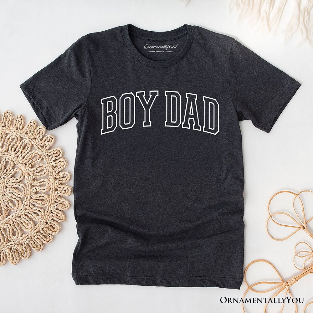 Boy Dad Varsity T-Shirt, Father's Day Tee T-Shirts OrnamentallyYou Dark Gray XS 