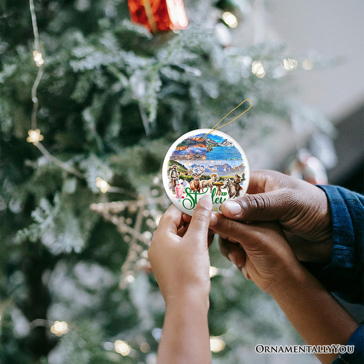 Breathtaking Stanley Mountain Town Ornament, Idaho Wilderness Christmas Gift and Scenic Lakeside Souvenir