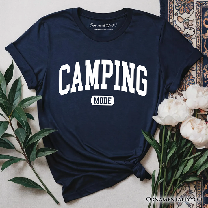 Camping Mode Varsity T-Shirt, Minimalist Outdoors Tee
