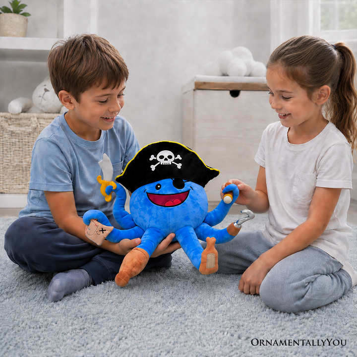 Captain Wavy Jones the Pirate Octopus Plushie, Cute 11" Sea Adventure Stuffed Animal Gift for Boys and Girls