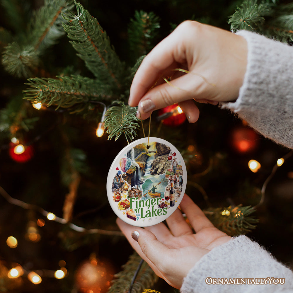 Charming Scenery of Finger Lakes New York Ornament, Seneca Lake and Wine Trail Christmas Gift and Travel Souvenir