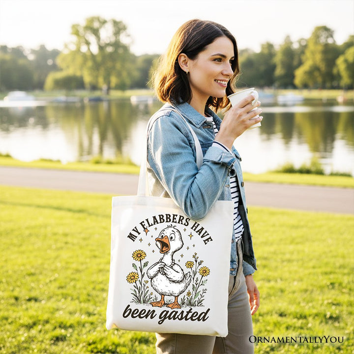 My Flabbers Have Been Gasted Goose Tote Bag, Gift Shopper for Humorous Women Tote Bag OrnamentallyYou 