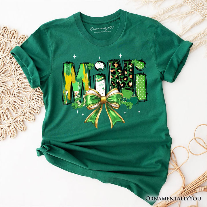 Coquette Mini Clover Bow St Patrick’s Day T-Shirt, Green Lucky Shamrock Clover Tee T-Shirts OrnamentallyYou Evergreen XS 