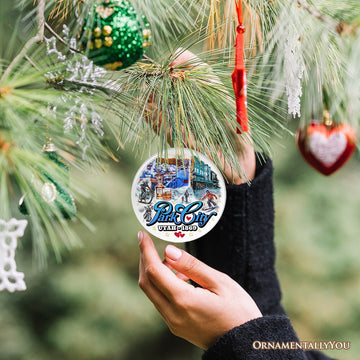 Culturally Artistic Park City Ceramic Ornament, Utah Picturesque Mountain Town Christmas Souvenir Ceramic Ornament OrnamentallyYou 