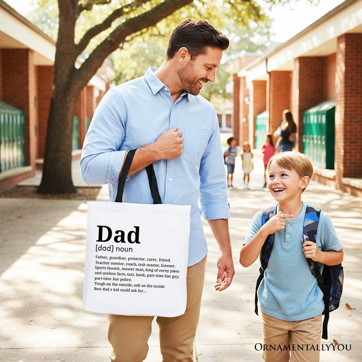 Dad Definition Canvas Tote Bag, Funny Fathers Day Gift Shopper Tote Bag OrnamentallyYou 