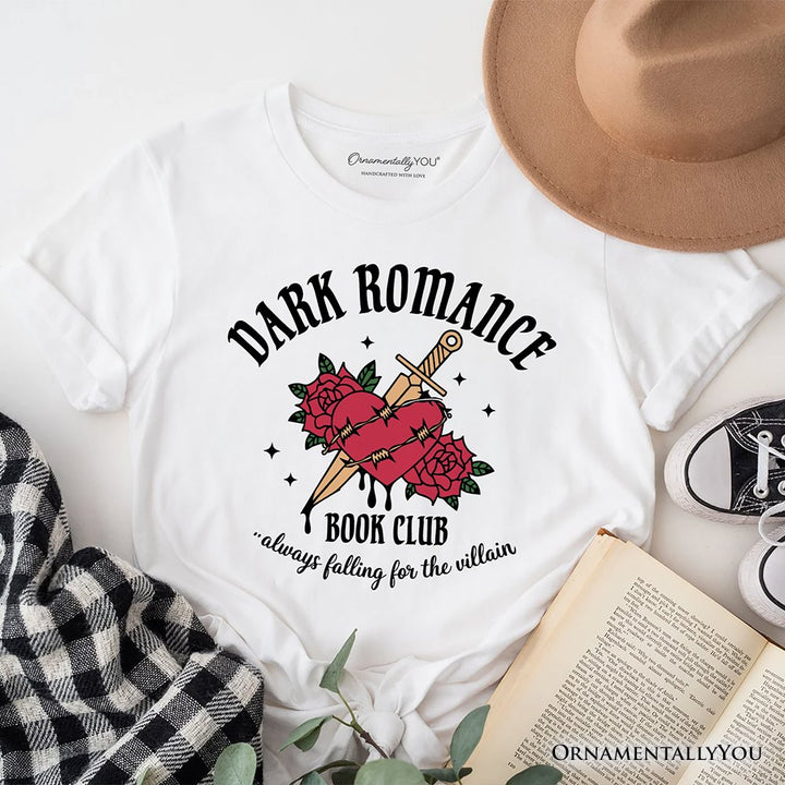 Dark Romance Book Club T-Shirt, Vintage Gothic Romantasy Bookish Tee T-Shirts OrnamentallyYou White XS 