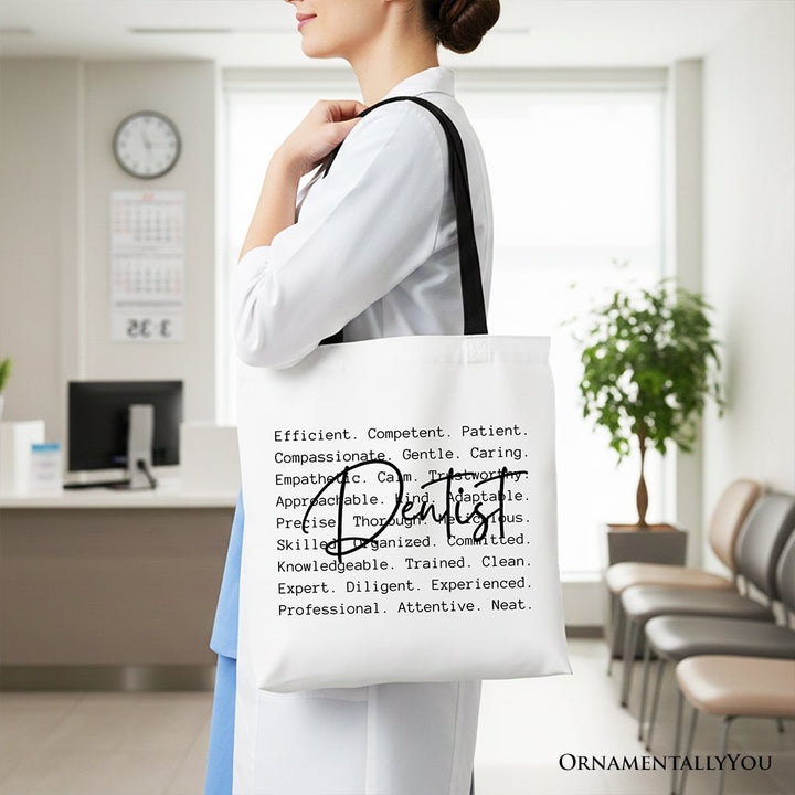 Dentist Definition Canvas Tote Bag, Dental Appreciation Words Gift Shopper Tote Bag OrnamentallyYou 