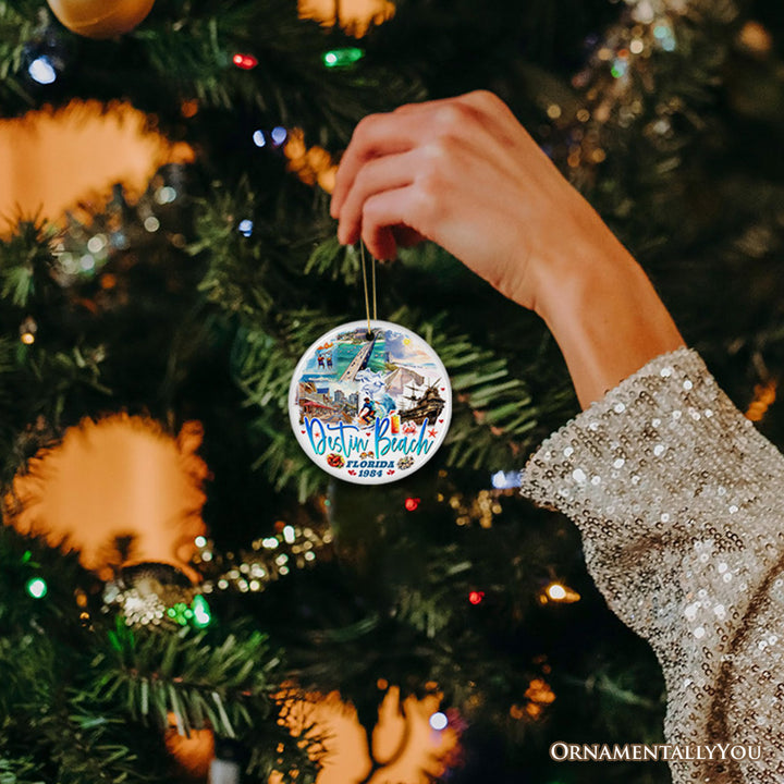 Destin Beach Florida Coastal Vacation Paradise Christmas Ornament, Emerald Coast Souvenir