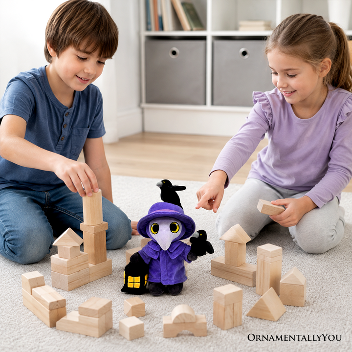 Dr. Crowford Plague Doctor Plush Toy with Ravens and Lantern, 12" Stuffed Toy Gift for Children