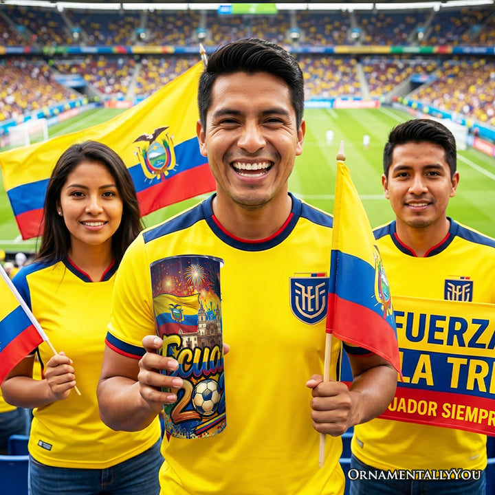 Ecuador 2026 Soccer Cup Global Championship 20oz Tumbler With Lid and Stainless Steel Straw, Fans Football Gift Cup