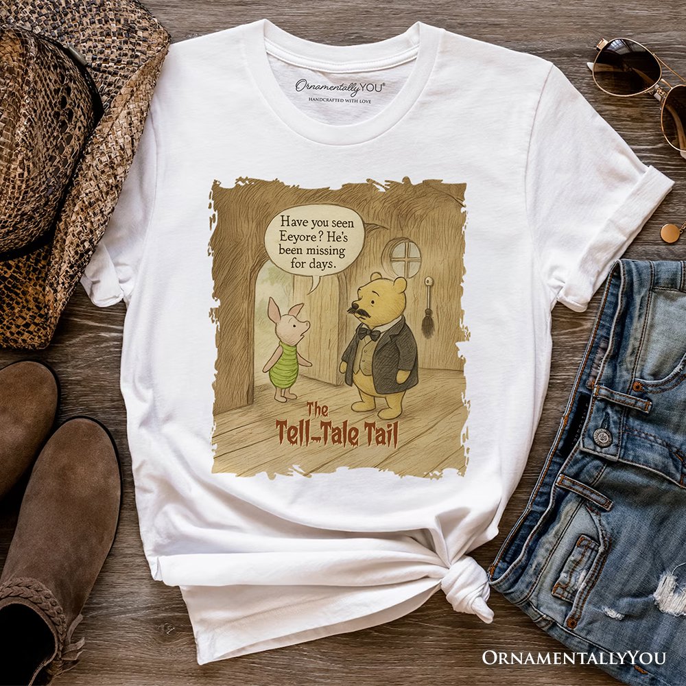 Edgar Allan Winnie-the-Pooh T-Shirt, 1926 A.A. Milne Vintage Halloween Mystery Tale Tee T-Shirts OrnamentallyYou White XS 