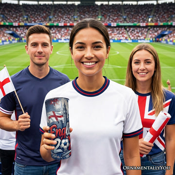 England 2026 Soccer Cup Global Championship 20oz Tumbler With Lid and Stainless Steel Straw, Fans Football Gift Cup Tumbler OrnamentallyYou 