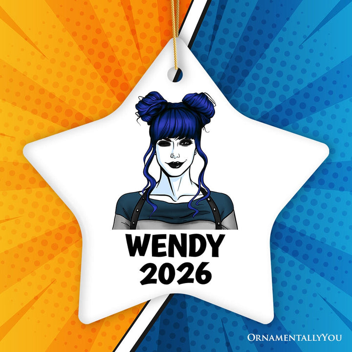 Female Supervillain Custom Comic Style Ornament, Hardcore Punk Badass Emo Gift Ceramic Ornament OrnamentallyYou 