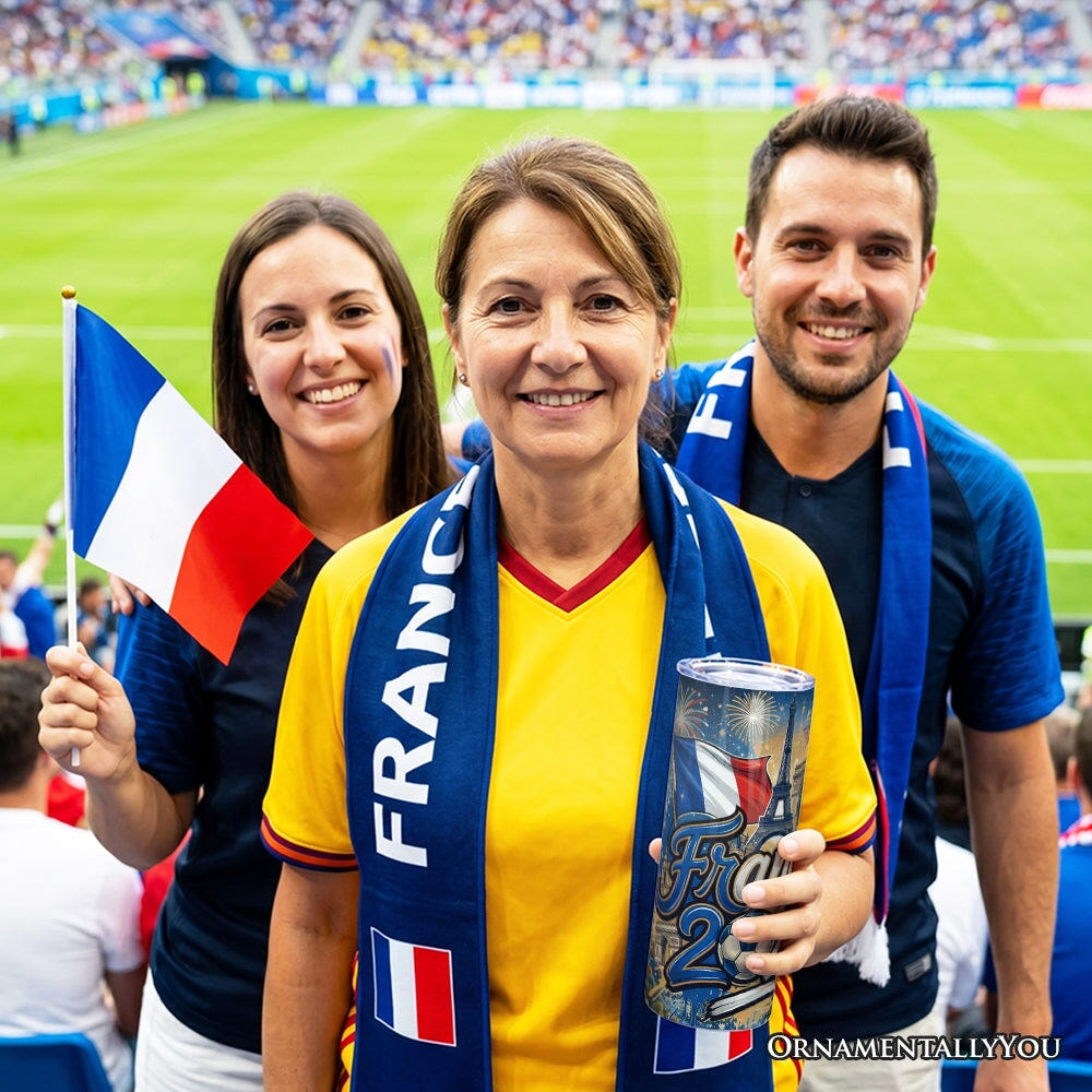 France 2026 Soccer Cup Global Championship 20oz Tumbler With Lid and Stainless Steel Straw, Fans Football Gift Cup Tumbler OrnamentallyYou 