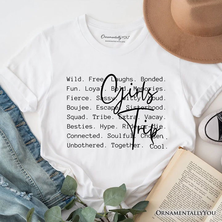 Girls Trip Words T-Shirt, Besties Vacation Memories Tee T-Shirts OrnamentallyYou White XS 