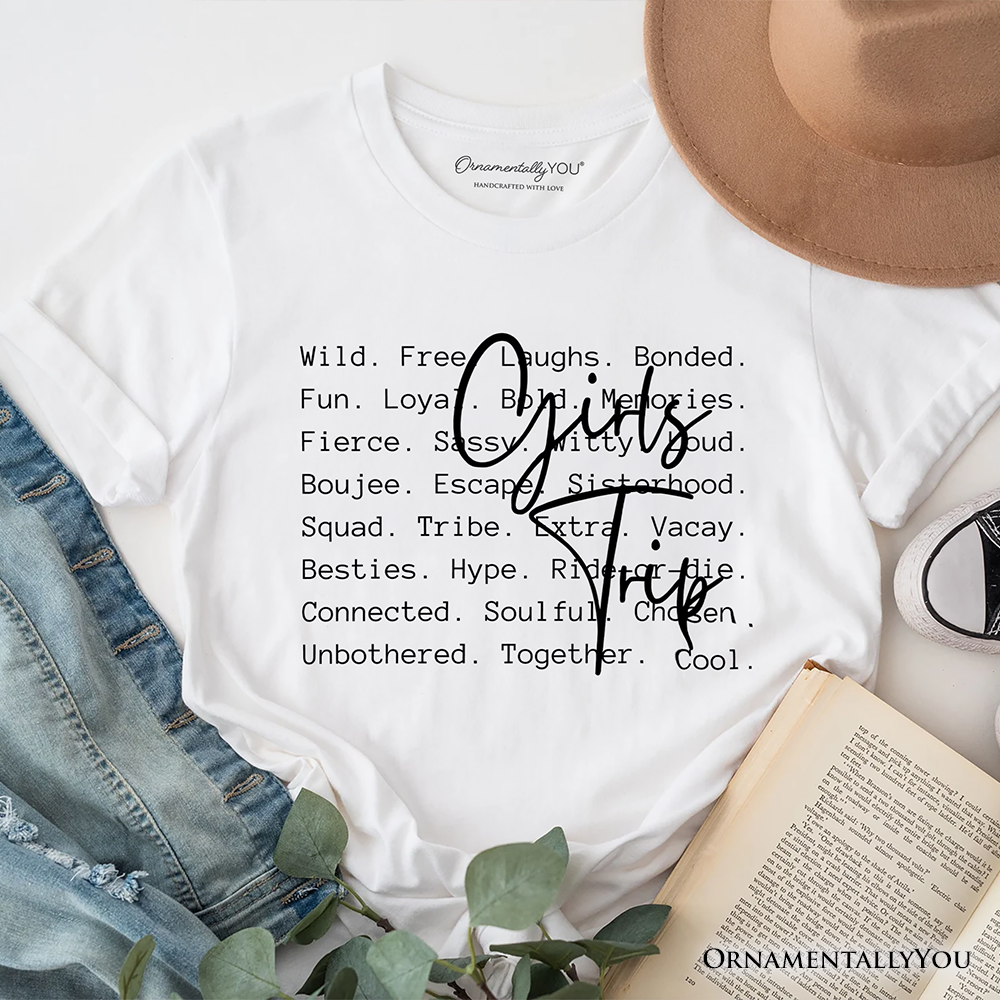 Girls Trip Words T-Shirt, Besties Vacation Memories Tee