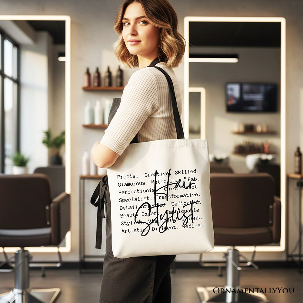 Hair Stylist Definition Canvas Tote Bag, Beauty Salon Appreciation Words Gift Shopper Tote Bag OrnamentallyYou 