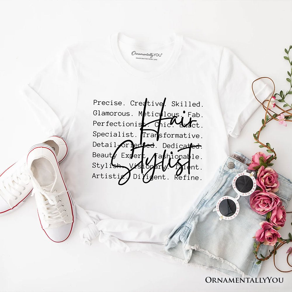 Hair Stylist Definition T-Shirt, Beauty Salon Appreciation Words Tee T-Shirts OrnamentallyYou White XS 