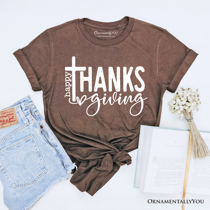 Happy Thanksgiving Minimalist T-Shirt, Christian Religious Fall Tee