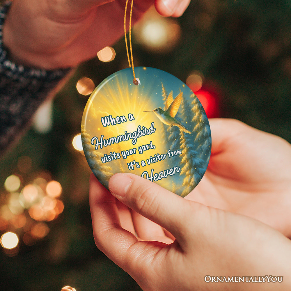 Hummingbird Visitor from Heaven Ornament, Sentimental Memorial Christmas Gift and Remembrance Keepsake