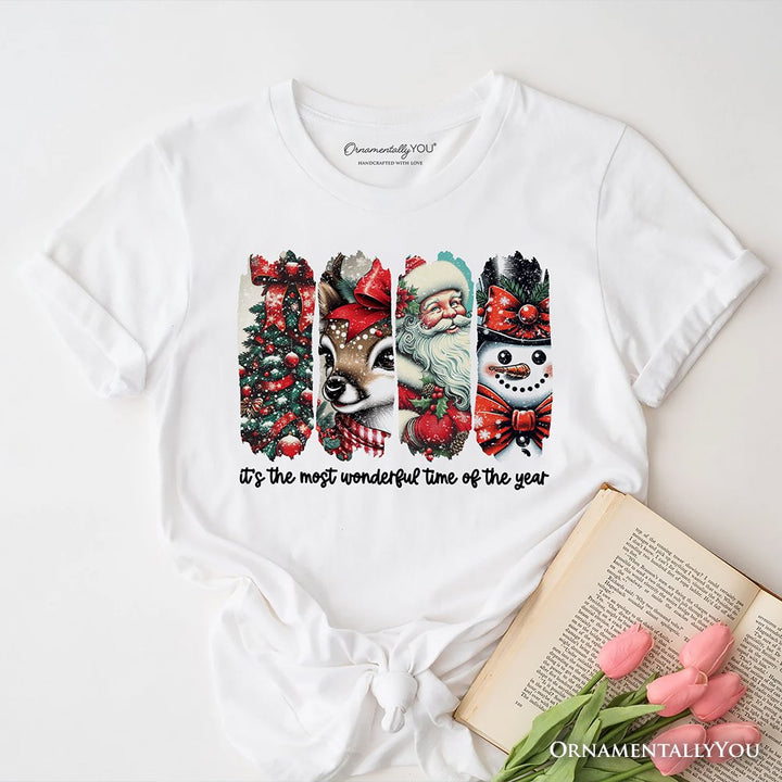 It's Most Wonderful Time Of The Year T‑Shirt, Reindeer, Santa, Snowman Vintage Tee for Christmas T-Shirts OrnamentallyYou White XS 