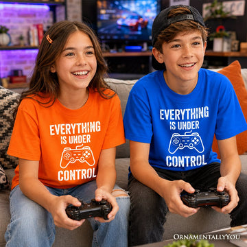 Kids Everything Is Under Control Gamer T-Shirt, Funny Youth Video Game Controller Tee Kid's T-Shirts OrnamentallyYou 