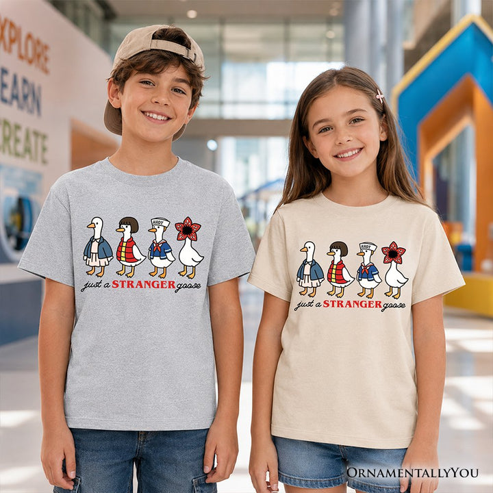 Kids Just a Stranger Goose T-Shirt, Funny Retro Youth Tee Kid's T-Shirts OrnamentallyYou 