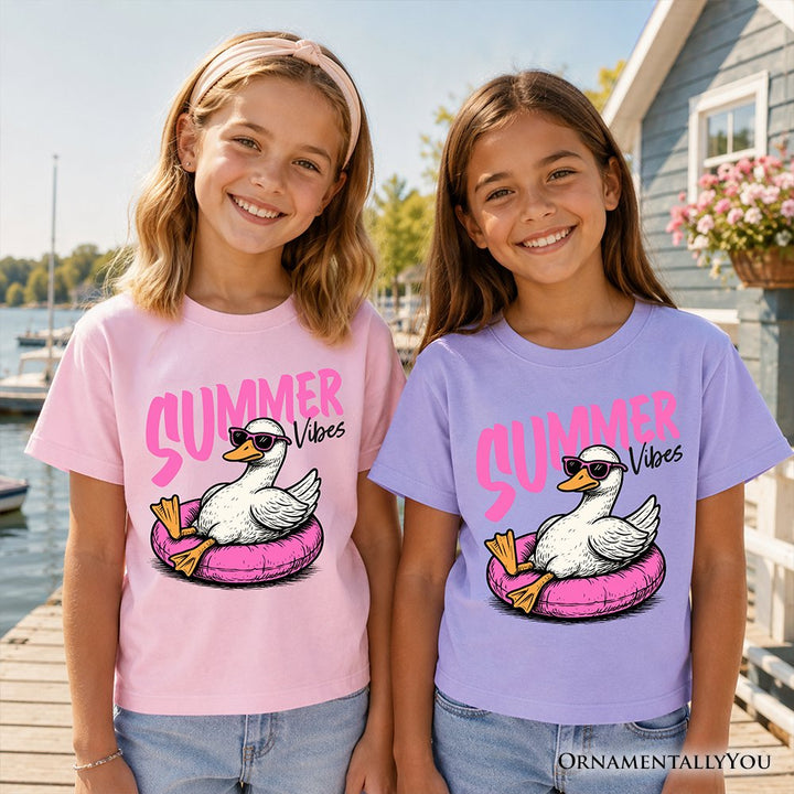 Kids Summer Vibes Goose T-Shirt, Funny Beach Vacation Youth Tee Kid's T-Shirts OrnamentallyYou 