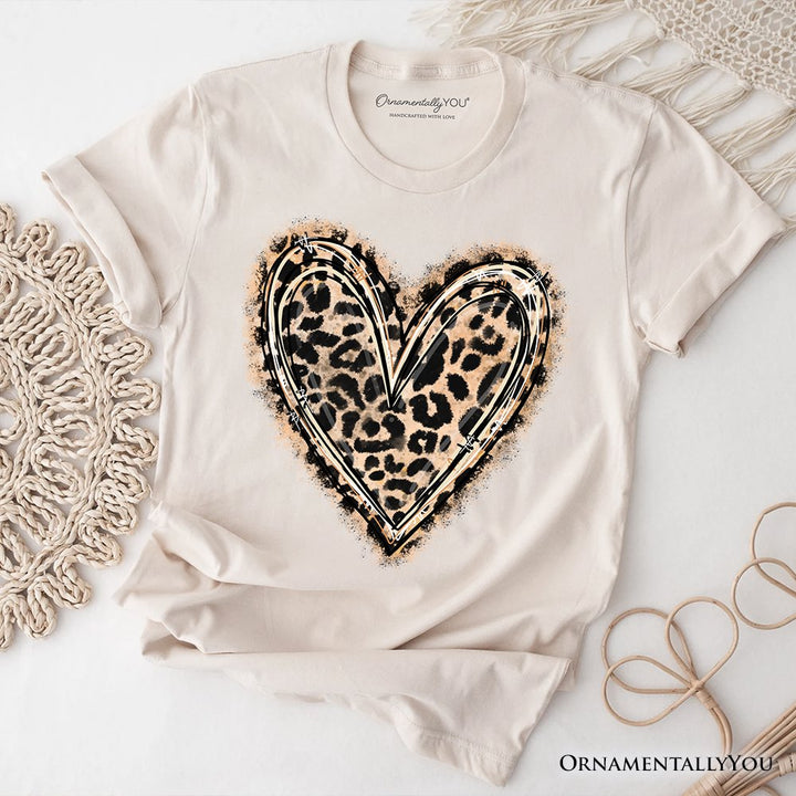 Leopard Heart Valentine T-Shirt, Watercolor Love Tee T-Shirts OrnamentallyYou Natural XS 
