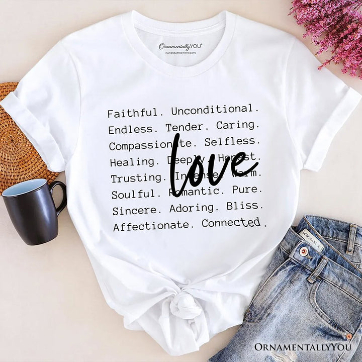 Love Definition Words T-Shirt, Minimalist Valentine Inspirational Love Tee T-Shirts OrnamentallyYou White XS 