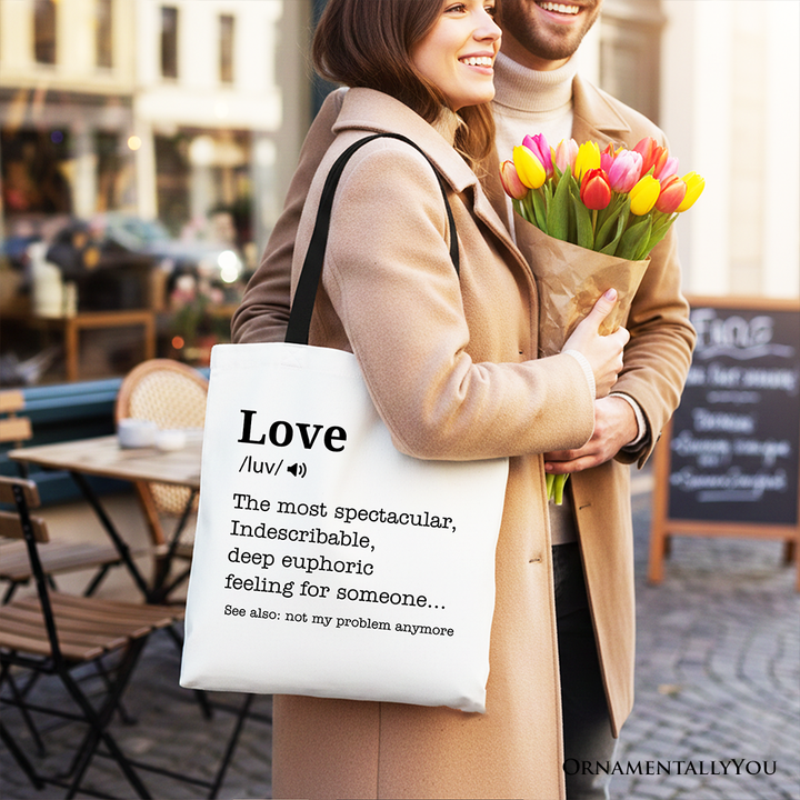 Love Not My Problem Anymore Definition Canvas Tote Bag, Sarcastic Gift Shopper for Exes
