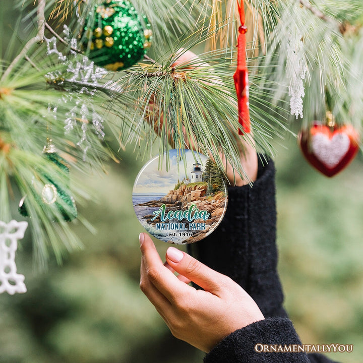 Majestic Acadia National Park Artwork Ornament, Travel Souvenir and Christmas Gift Ceramic Ornament OrnamentallyYou 