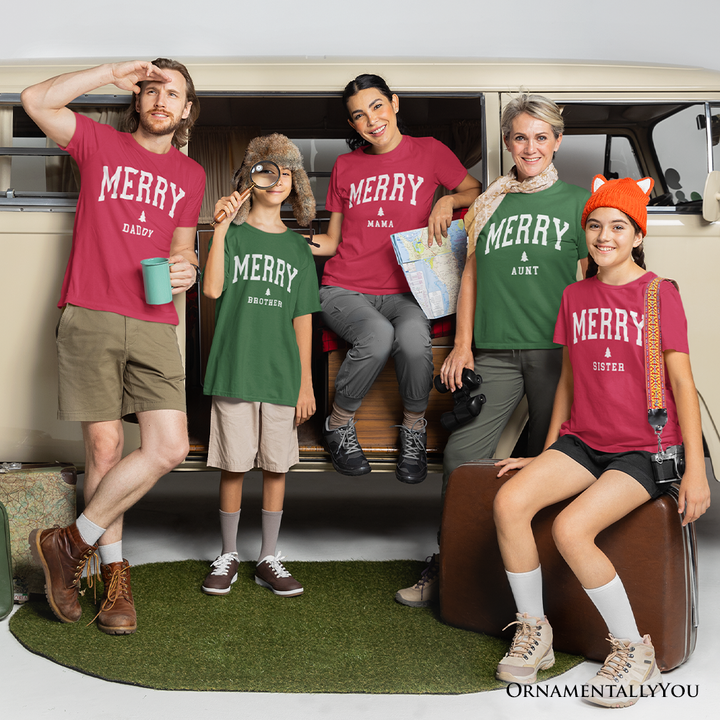 Merry Mama Retro Christmas T-Shirt, Matching Family Holiday Tee