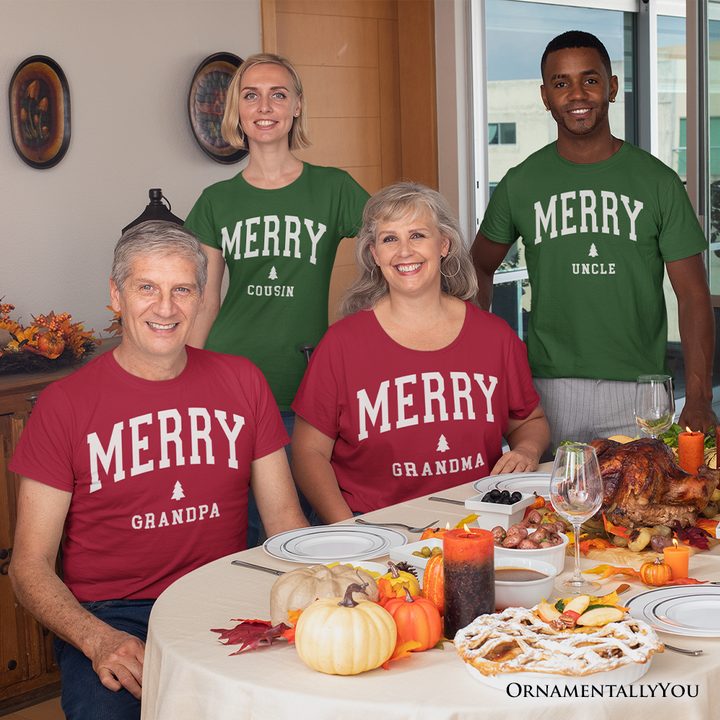 Merry Uncle Retro Christmas T-Shirt, Matching Family Holiday Tee