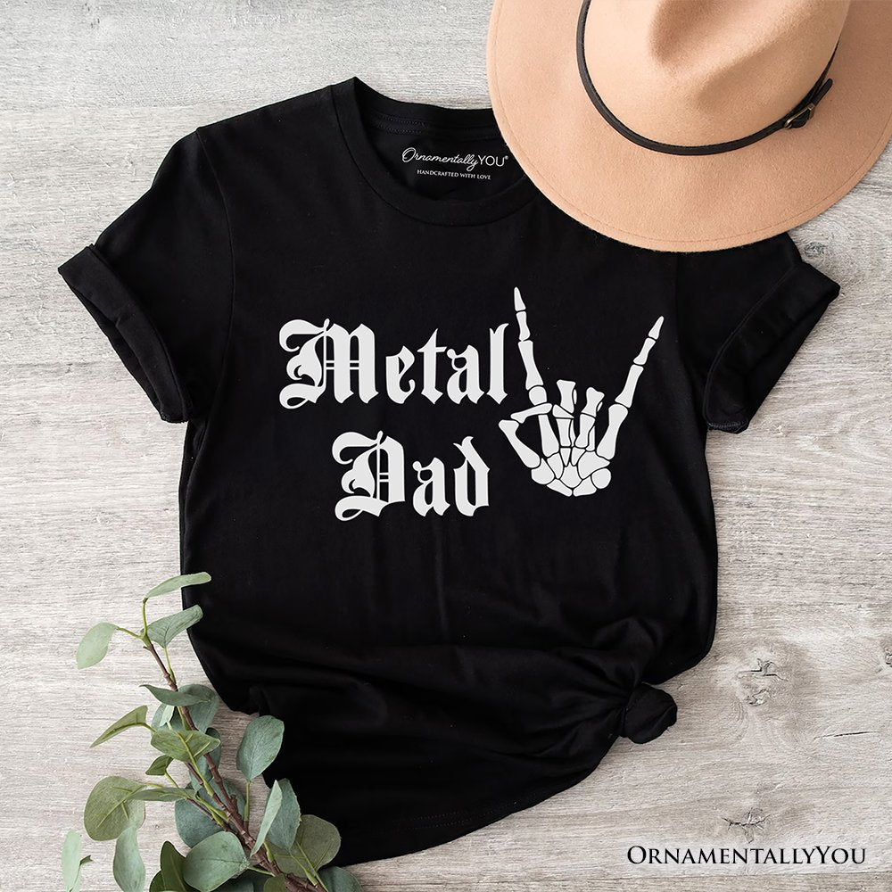 Metal Dad Skeleton T-Shirt, Rock Music Hand Sign Tee T-Shirts OrnamentallyYou Black XS 