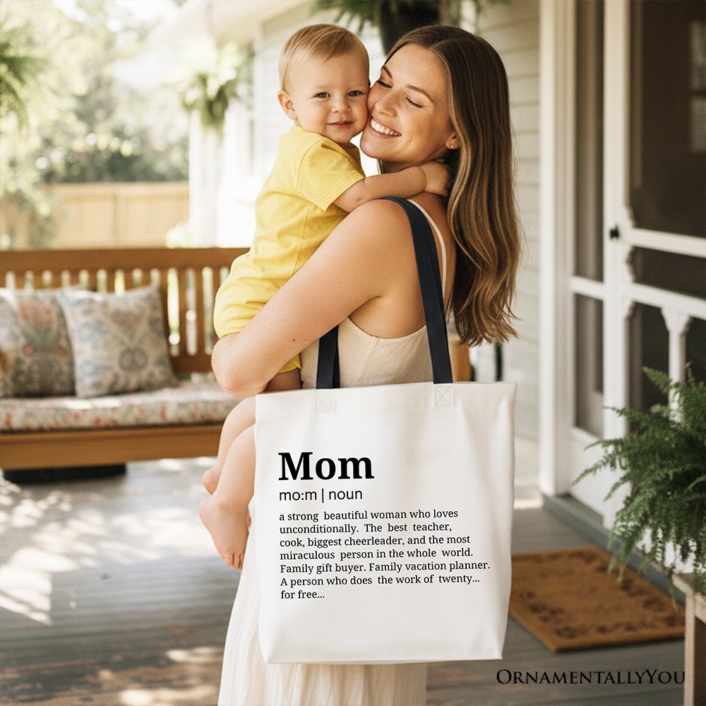 Mom Definition Canvas Tote Bag, Funny Mothers Day Gift Shopper Tote Bag OrnamentallyYou 