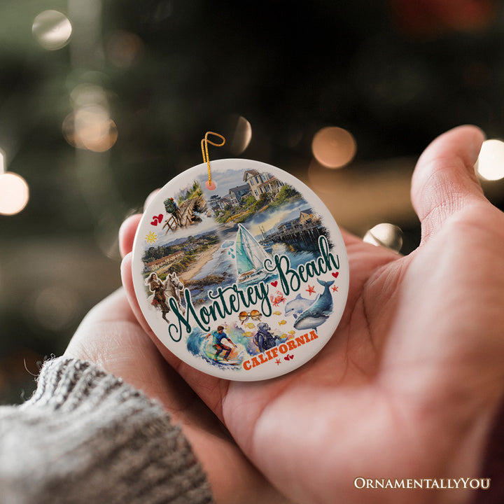 Monterey Beach Artistic Christmas Ornament, California Coastal Marine Life Decoration