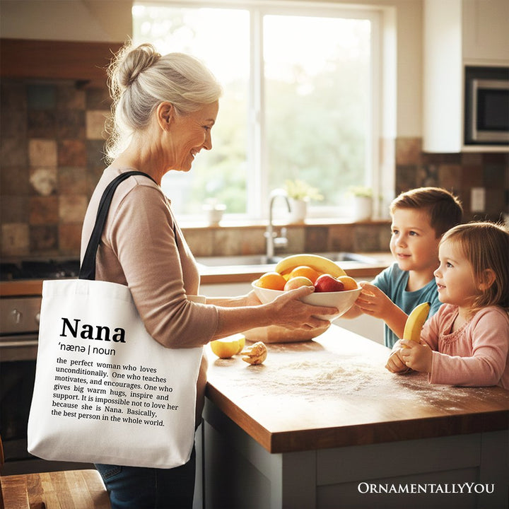 Nana Definition Canvas Tote Bag, Funny Grandmother Gift Shopper Tote Bag OrnamentallyYou 